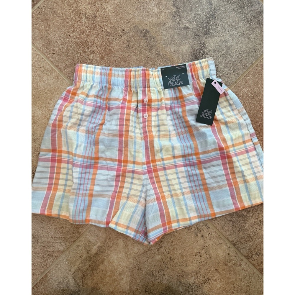 Women's Wild Fable Brushed Cotton Boxer Shorts Multicolored Plaid Size XS NWT
